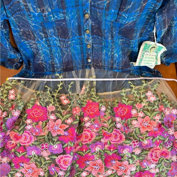 ARATTA Anastasia Maxi Duster Distressed top embroidered tulle duster Shirt SZ LG - Picture 10 of 16